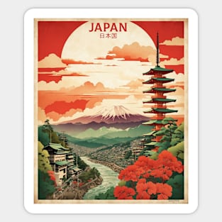 Japan Vintage Travel Tourism Sunset Sticker